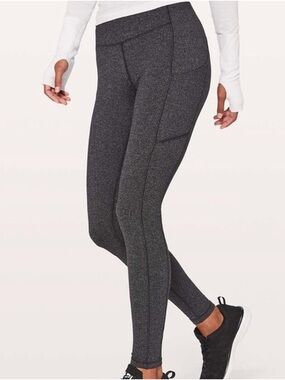 lululemon athletica herringbone Charcoal Heather “speed up” Pocket Leggings